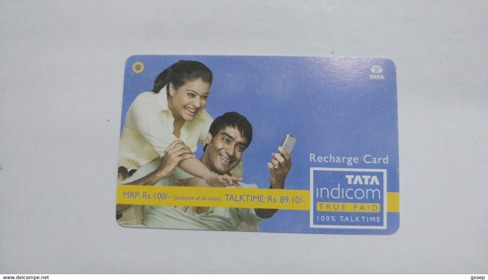 India-top Up-tata Indicom Card-(39b)-(rs.100-talktime Rs.89.10)-(new Delhi)-(90day After)-used Card+1 Card Prepiad Free - India