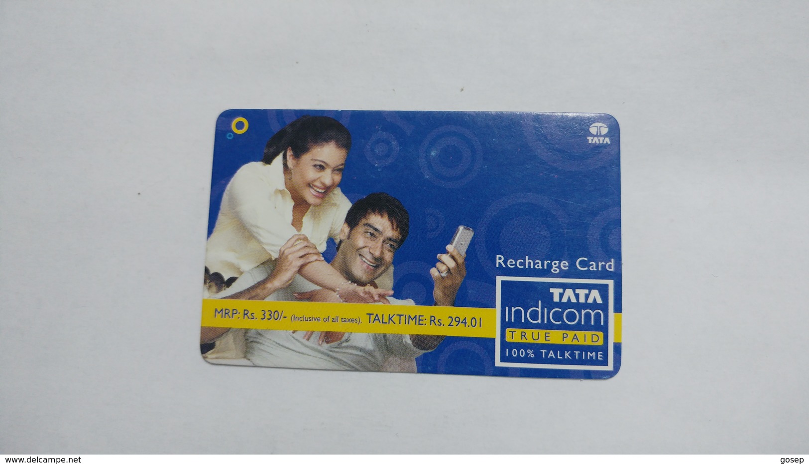 India-top Up-tata Indicom Card-(39e)-(rs.330-talktime Rs.294.01)-(new Delhi)-(11/2008)-used Card+1 Card Prepiad Free - Indien