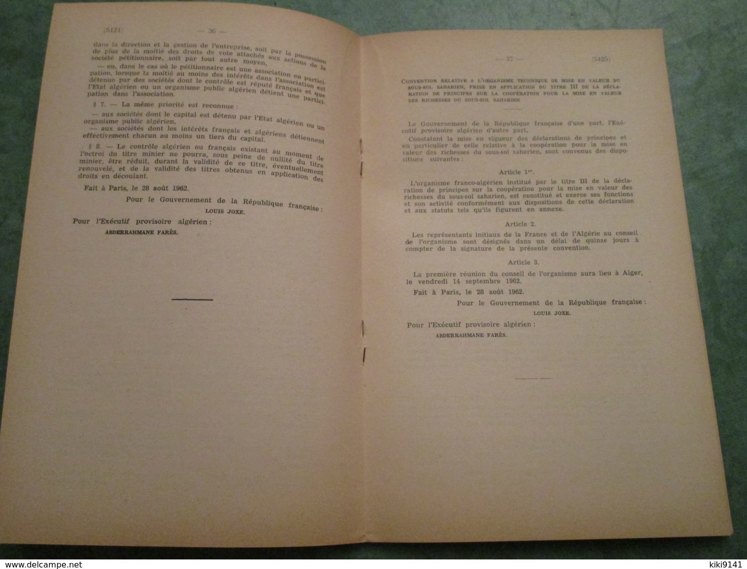 Journal Officiel - ALGERIE - Accords Du 28 Août 1962  (72 Pages) - N°62-158 - Politique