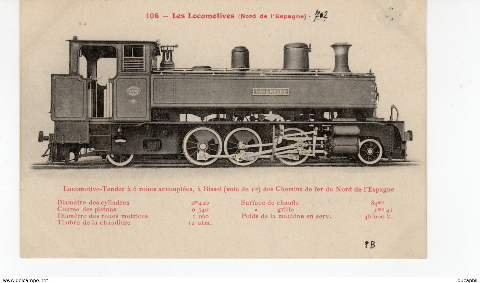 Les Locomotives (Nord Espagne) Locomotive Tender Des Chemins De Fer Du Nord De L'Espagne - Trains