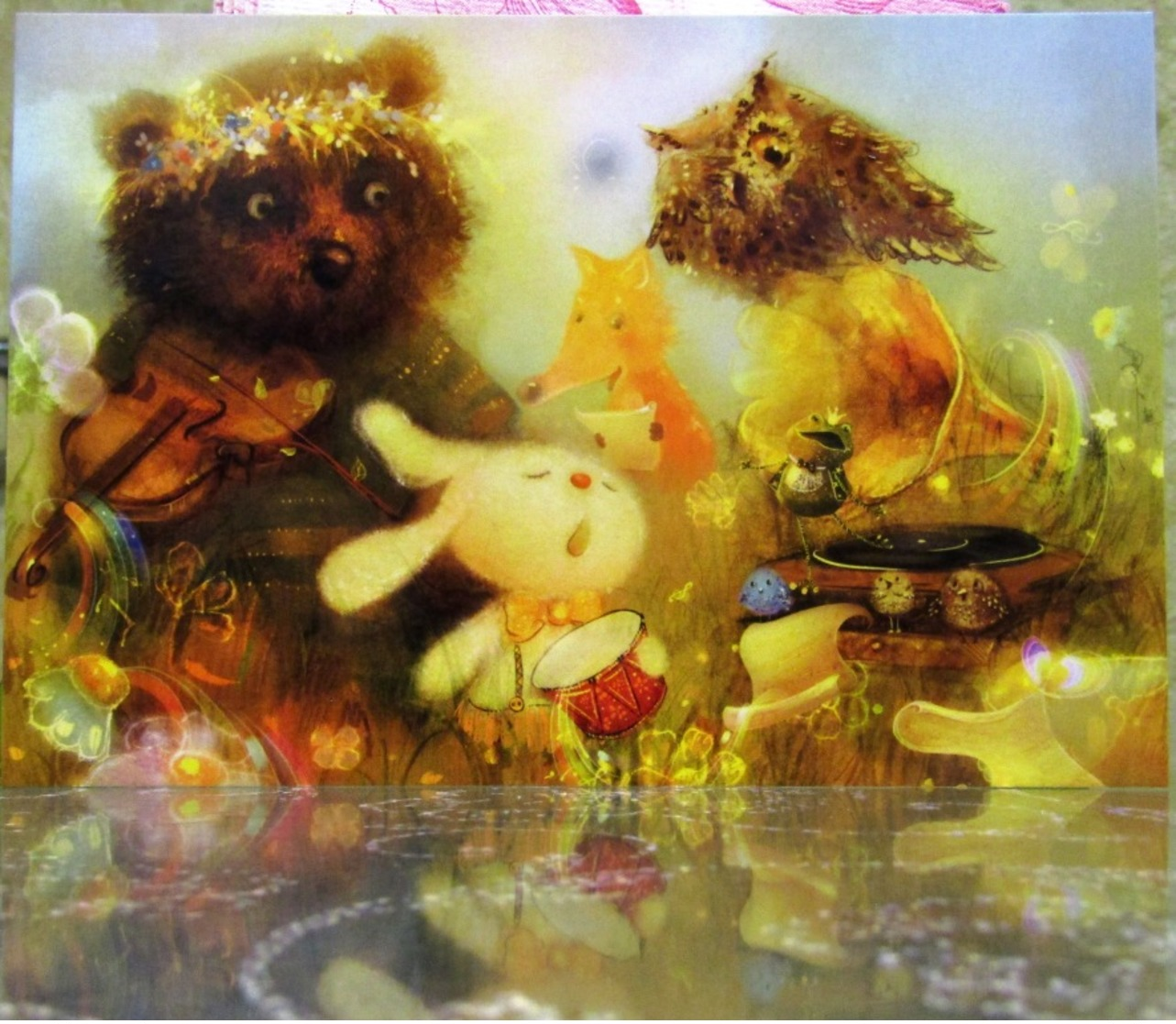 Orchestra Of Animals Bunny With Drum Bear With Violin Fine Art Modern Russian Postcard By Polina Yakovleva - Other & Unclassified