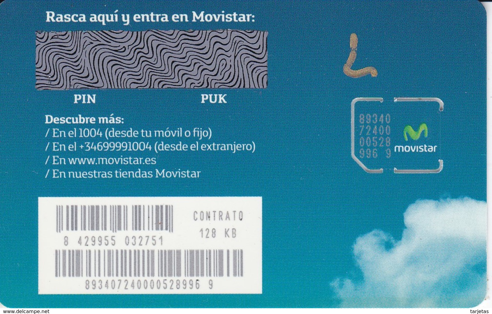 TARJETA GSM DE MOVISTAR DE CONTRATO 128 KB - SIM    (NUEVA-MINT) - Telefonica