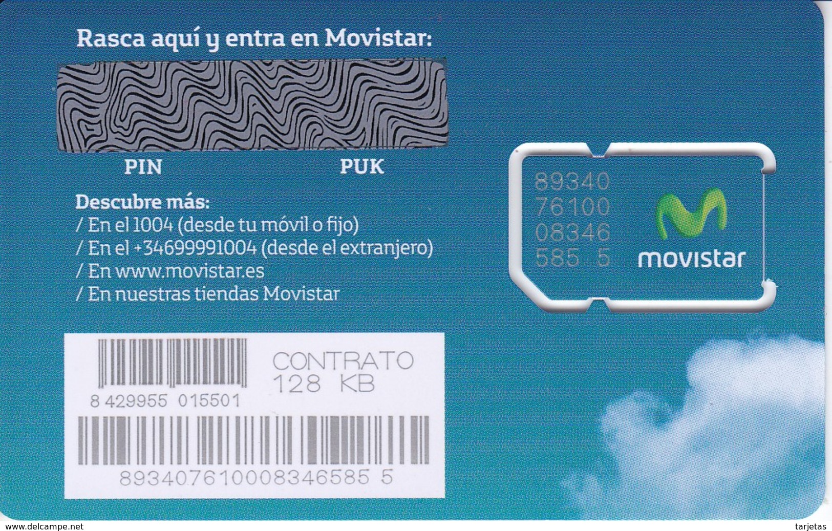 TARJETA GSM DE MOVISTAR DE CONTRATO 128 KB - SIM    (NUEVA-MINT) - Telefonica