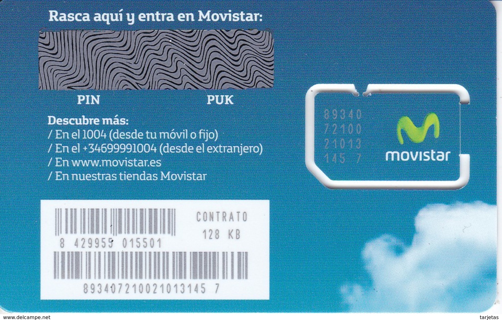 TARJETA GSM DE MOVISTAR DE CONTRATO 128 KB - SIM    (NUEVA-MINT) - Telefonica