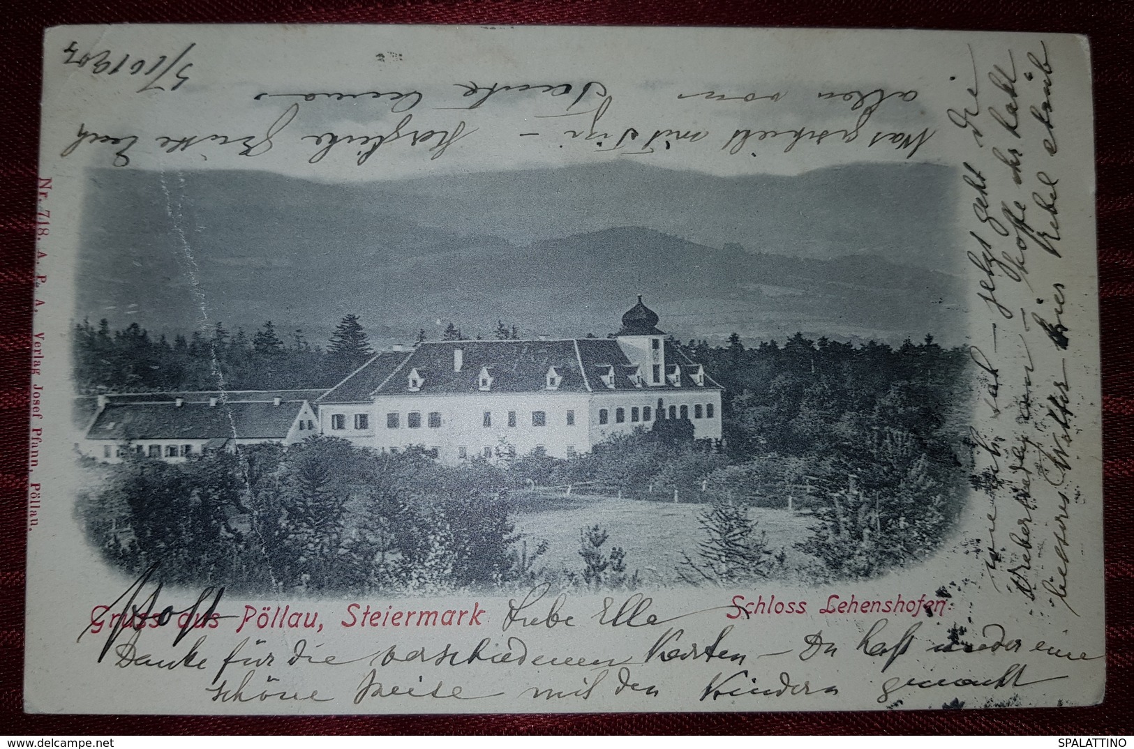 PÖLLAU 1904. SCHLOSS LEHENSHOFEN, RARE OLD POSTCARD - Pöllau