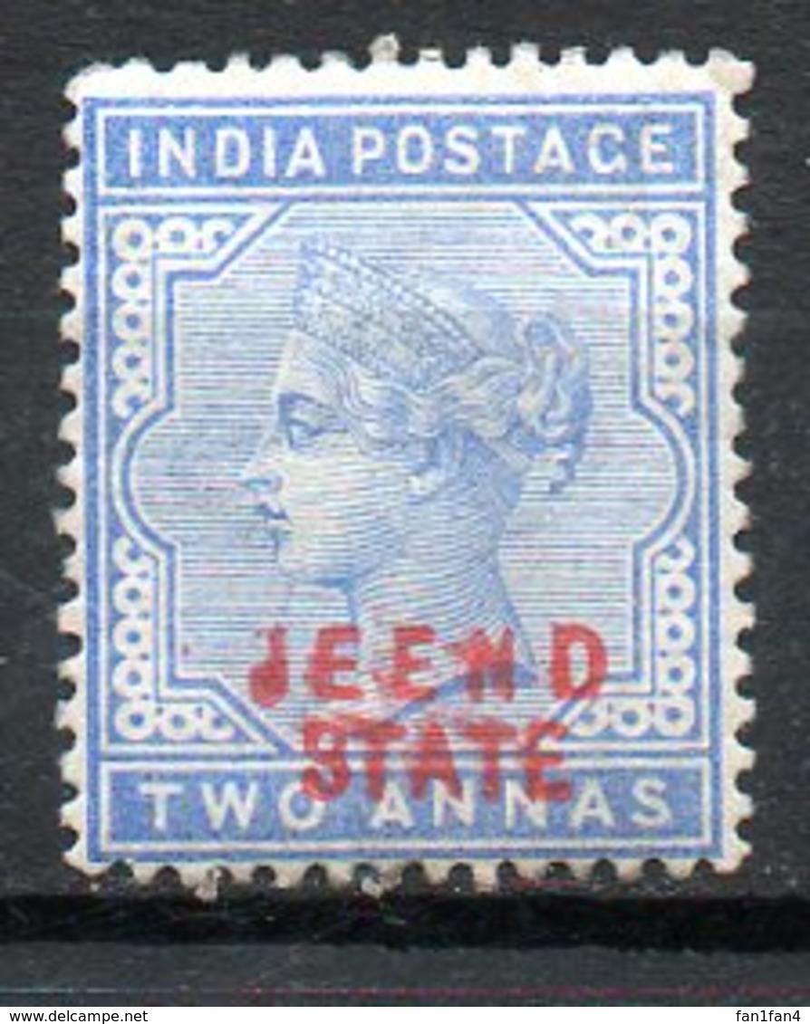 ASIE - JHIND - (Protectorat Britannique) - 1885-86 - N° 34 - 2 A. Bleu (Timbre De L'Inde Anglaise De 1866 -82) - Asia (Other)