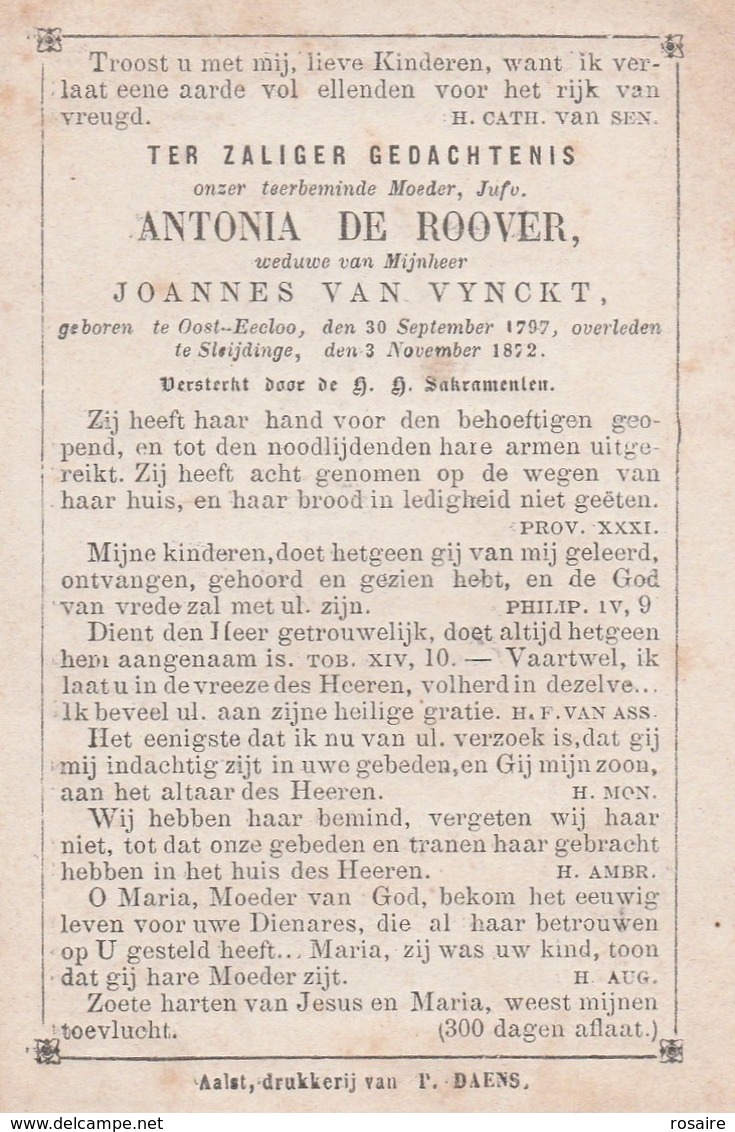 Antonia De Roover-oost-eeclo 1797-sleijdinge 1872 - Devotieprenten