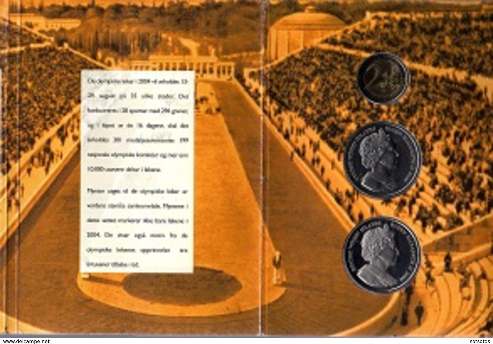OLYMPIC GAMES Of ATHENS 2004. Folder Containing 2 Coins 1$ British Virgin Islands + 2€ From Greece - British Virgin Islands