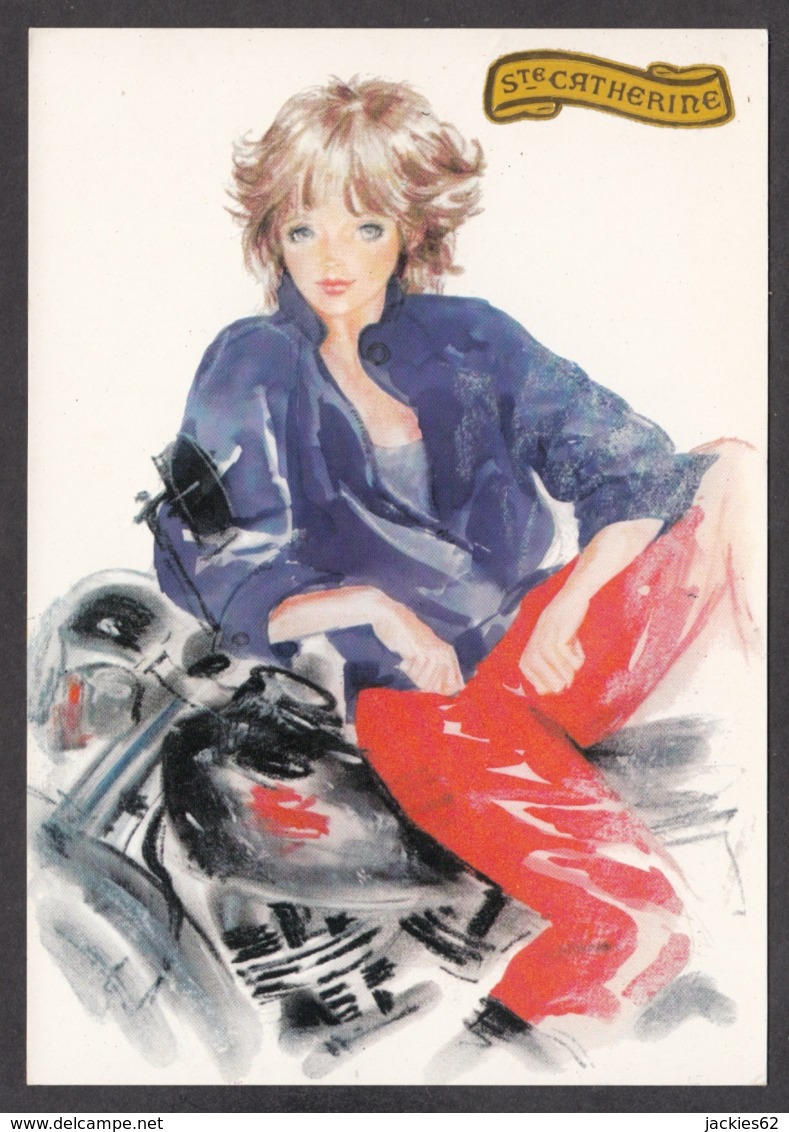 93890/ ILLUSTRATION, Jeune Femme Avec Une Moto - Contemporanea (a Partire Dal 1950)