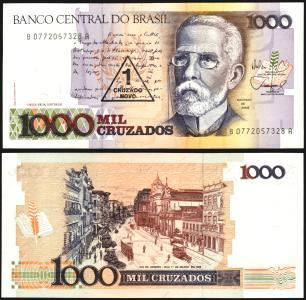 Brazil #216b, 1 Cruzado Novo On 1.000 Cruzados, ND (1989), UNC - Brasilien