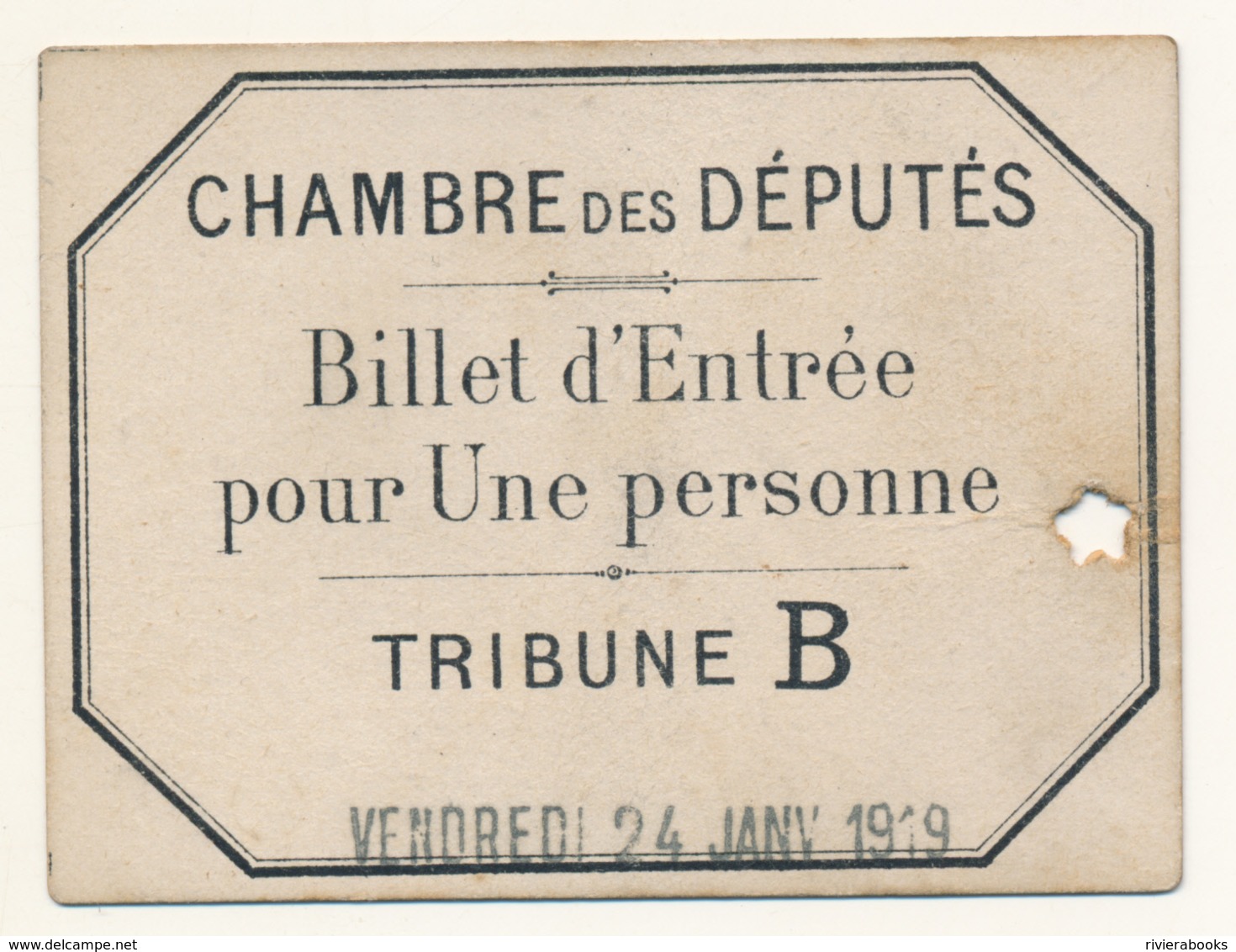 M35 - Chambre Des Députés - Billet D'entrée Nominatif 24 Janvier 1919 - Documents Historiques