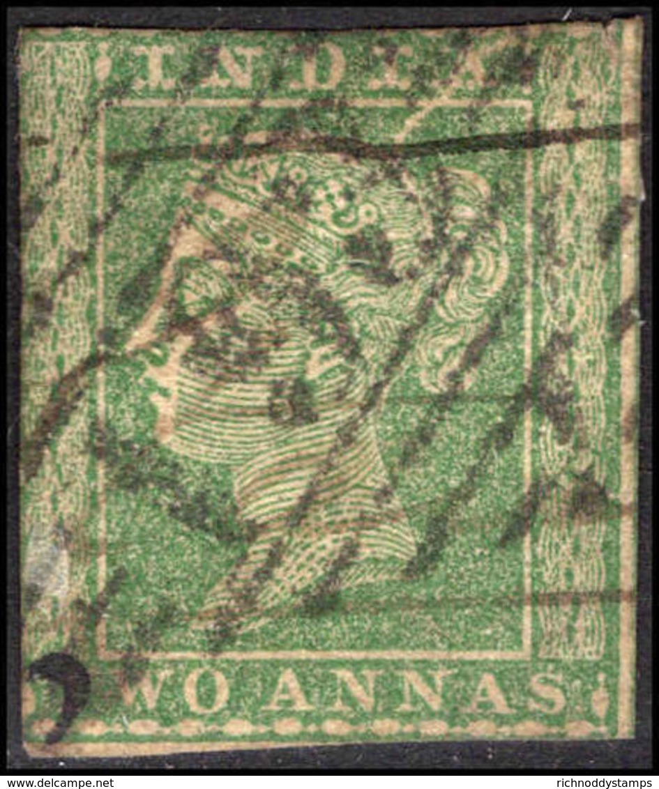 India 1854 2a Green Two Margins Fine Used. - 1854 Compagnie Des Indes