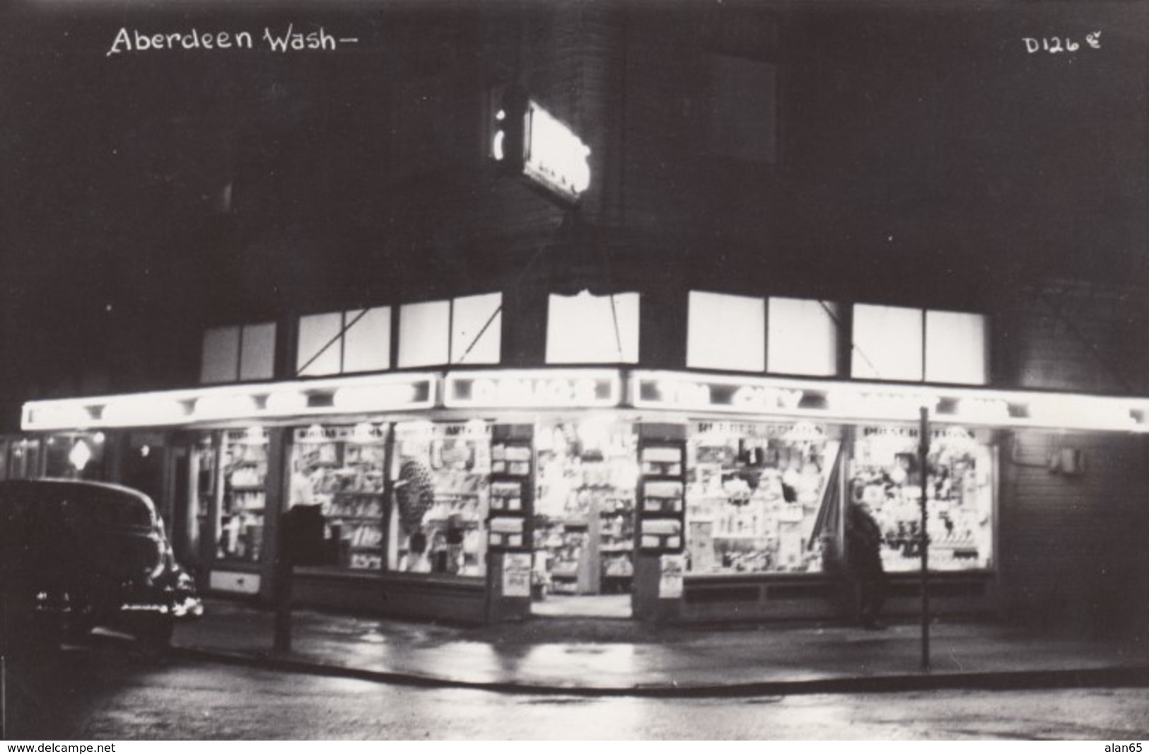 Aberdeen Washington, Store Exterior View At Night C1940s/50s Vintage Real Photo Postcard - Other & Unclassified