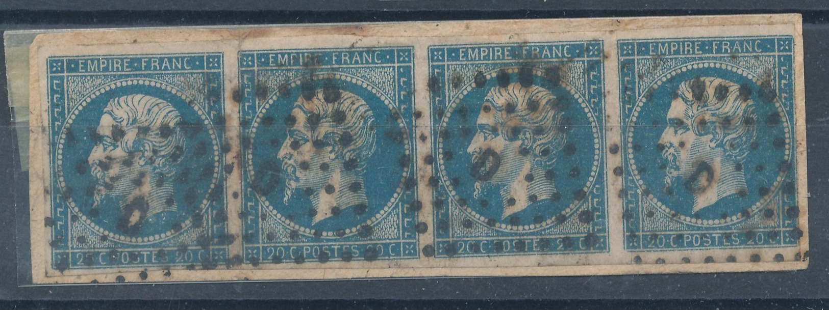 N° 14 BANDE DE 4 TIMBRES - 1853-1860 Napoléon III