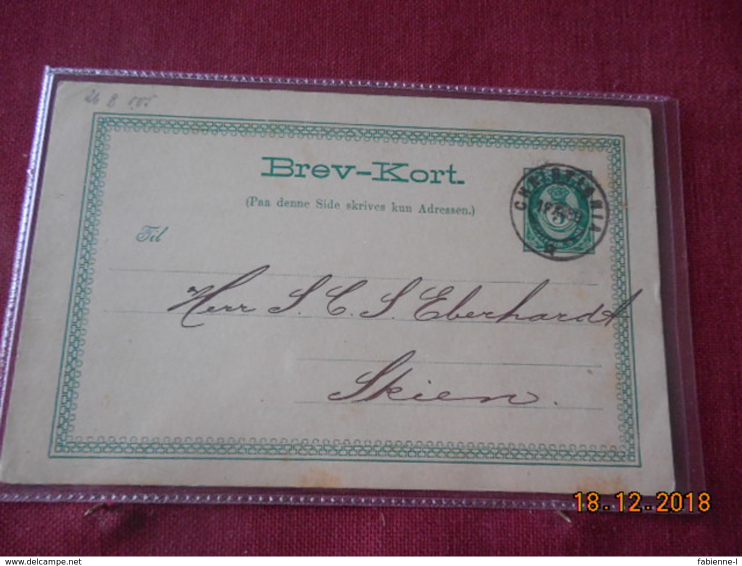 Carte Entier Postal De Norvege De 1889 - Brieven En Documenten