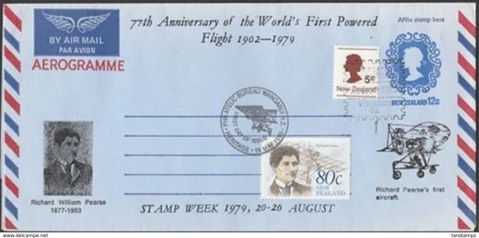 NEW ZEALAND AEROGRAMME COMMEMORATING 77TH ANNIVERSARY 1ST FLIGHT - Luftpost