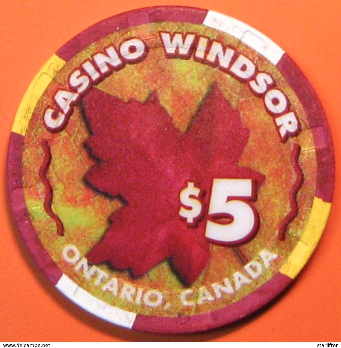 $5 Casino Chip. Casino Windsor, Ontario, Canada. M98. - Casino