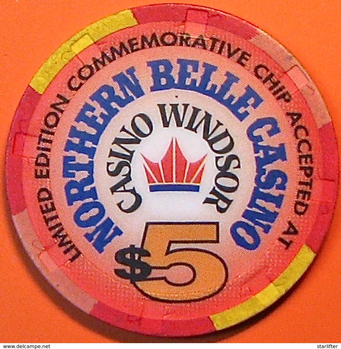$5 Casino Chip. Northern Belle, Ontario, Canada. M98. - Casino