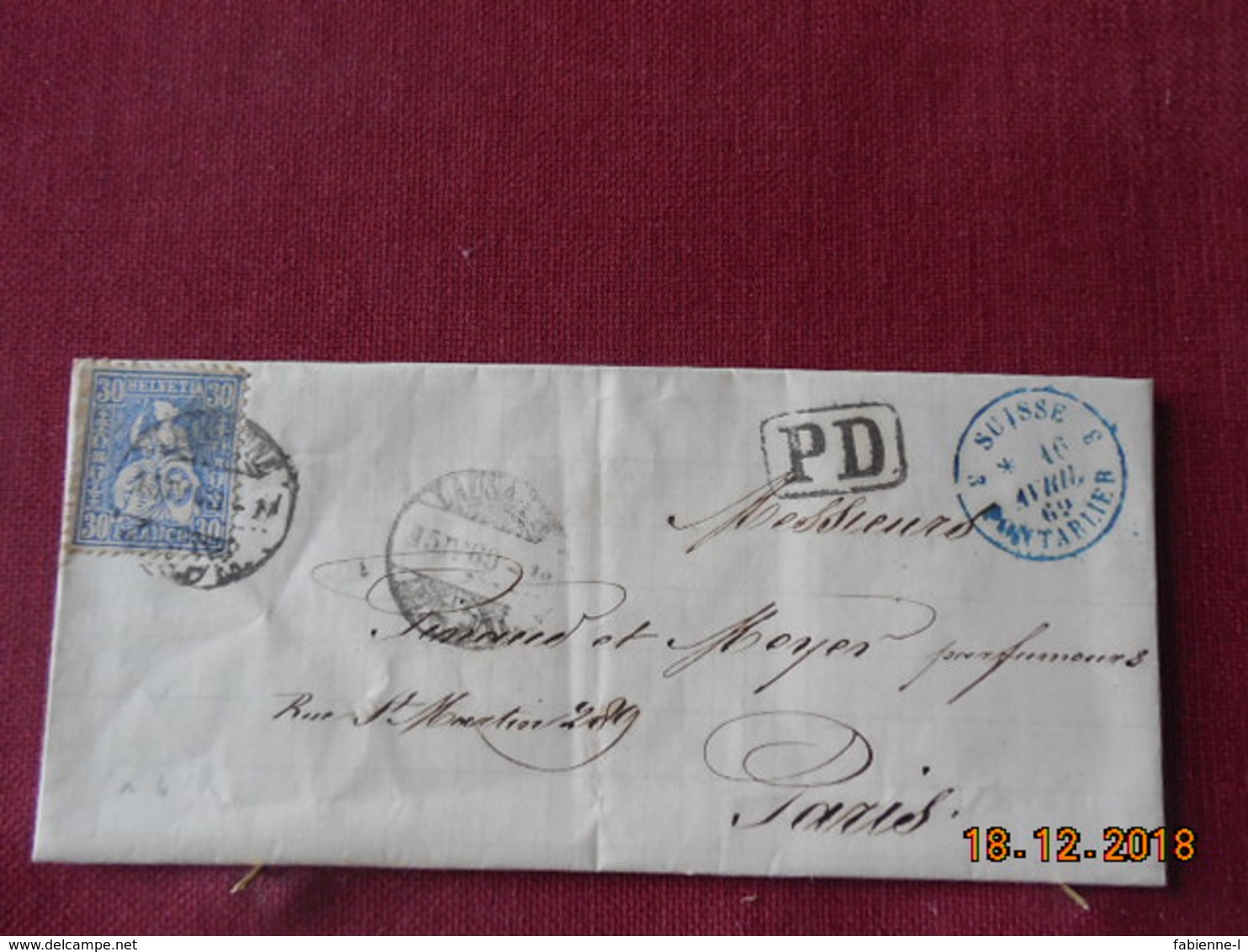 Lettre De Suisse De 1869 Pour Paris - Lettres & Documents