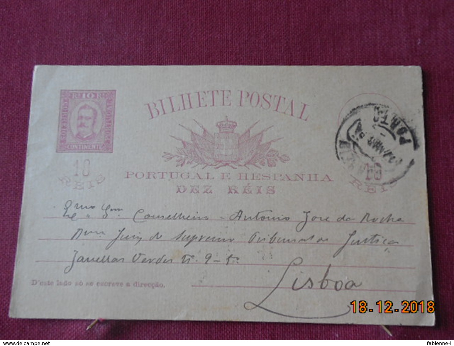 Carte Entier Postal Du Portugal De 1894 Pour La France - Lettres & Documents