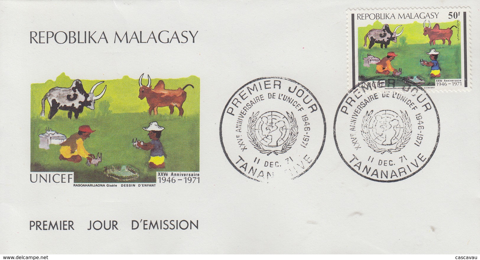 Enveloppe  FDC   1er   Jour   MADAGASCAR   25éme  Anniversaire  De  L' UNICEF   1971 - UNICEF