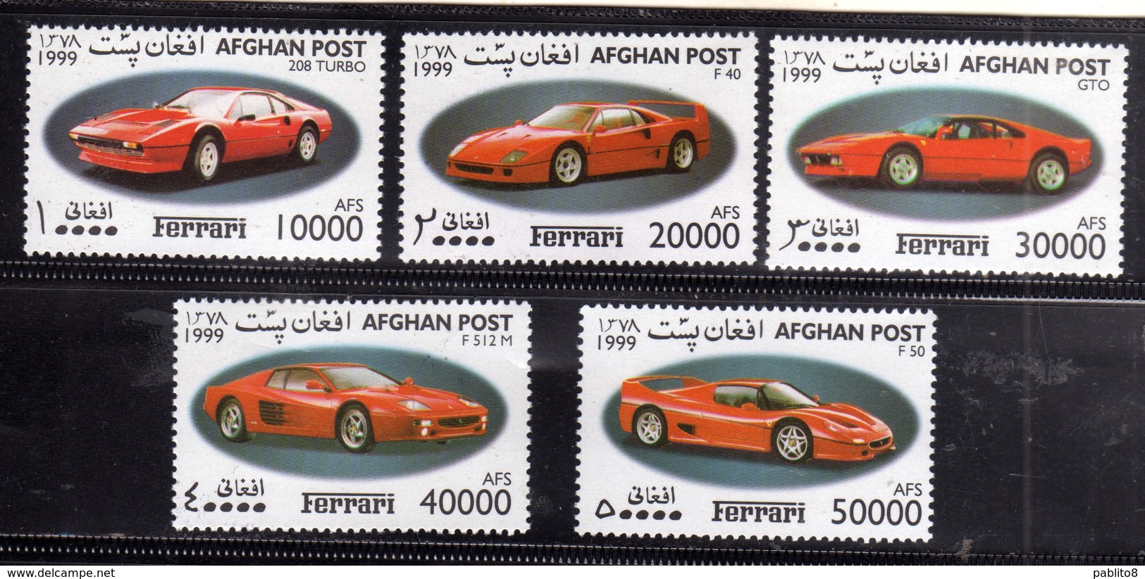 AFGHANISTAN AFGANISTAN AFGHAN POST 1999 FERRARI CARS SERIE DI 5 SET MNH - Afghanistan