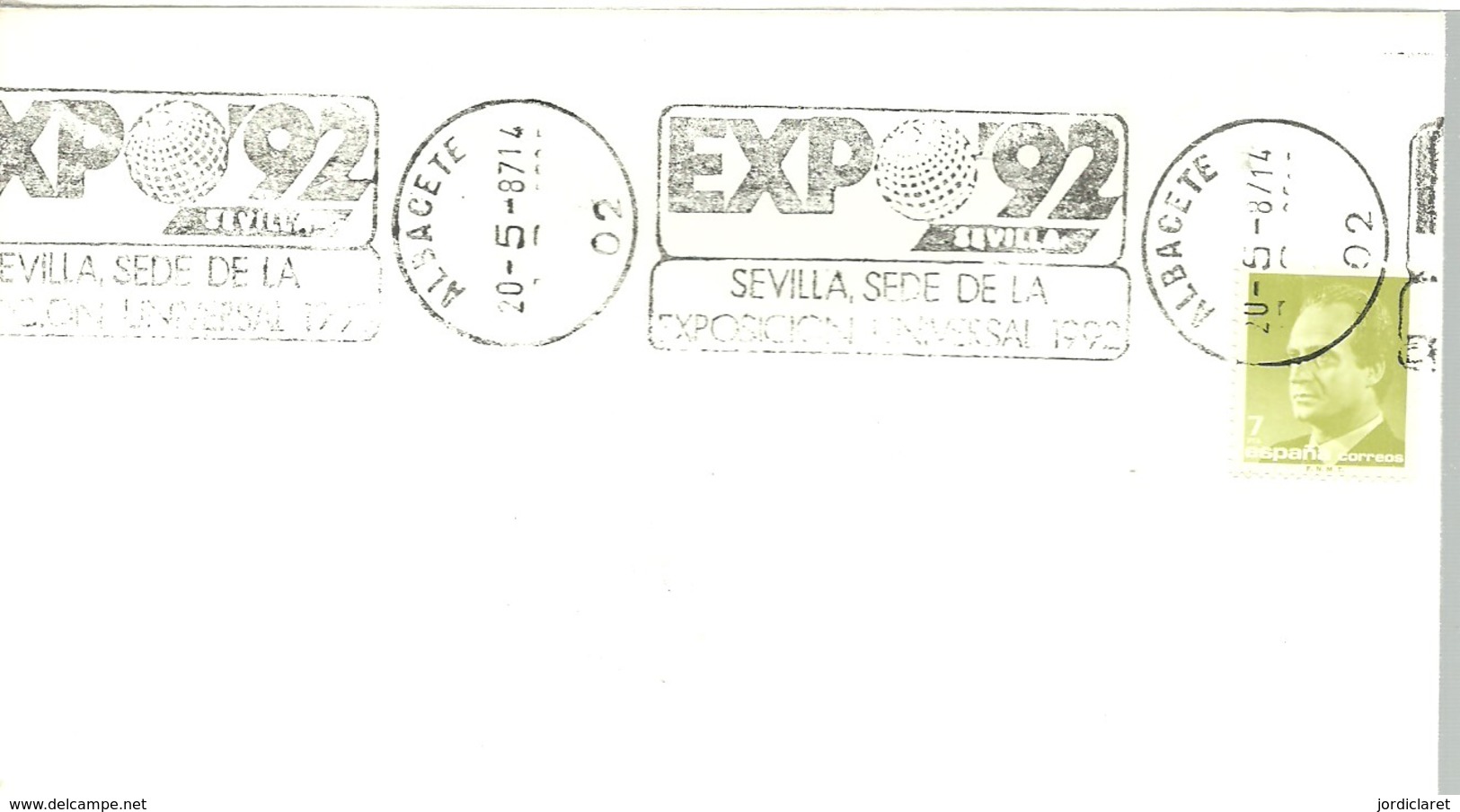 POSTMARKET ESPAÑA   ALBACETE - 1992 – Sevilla (España)