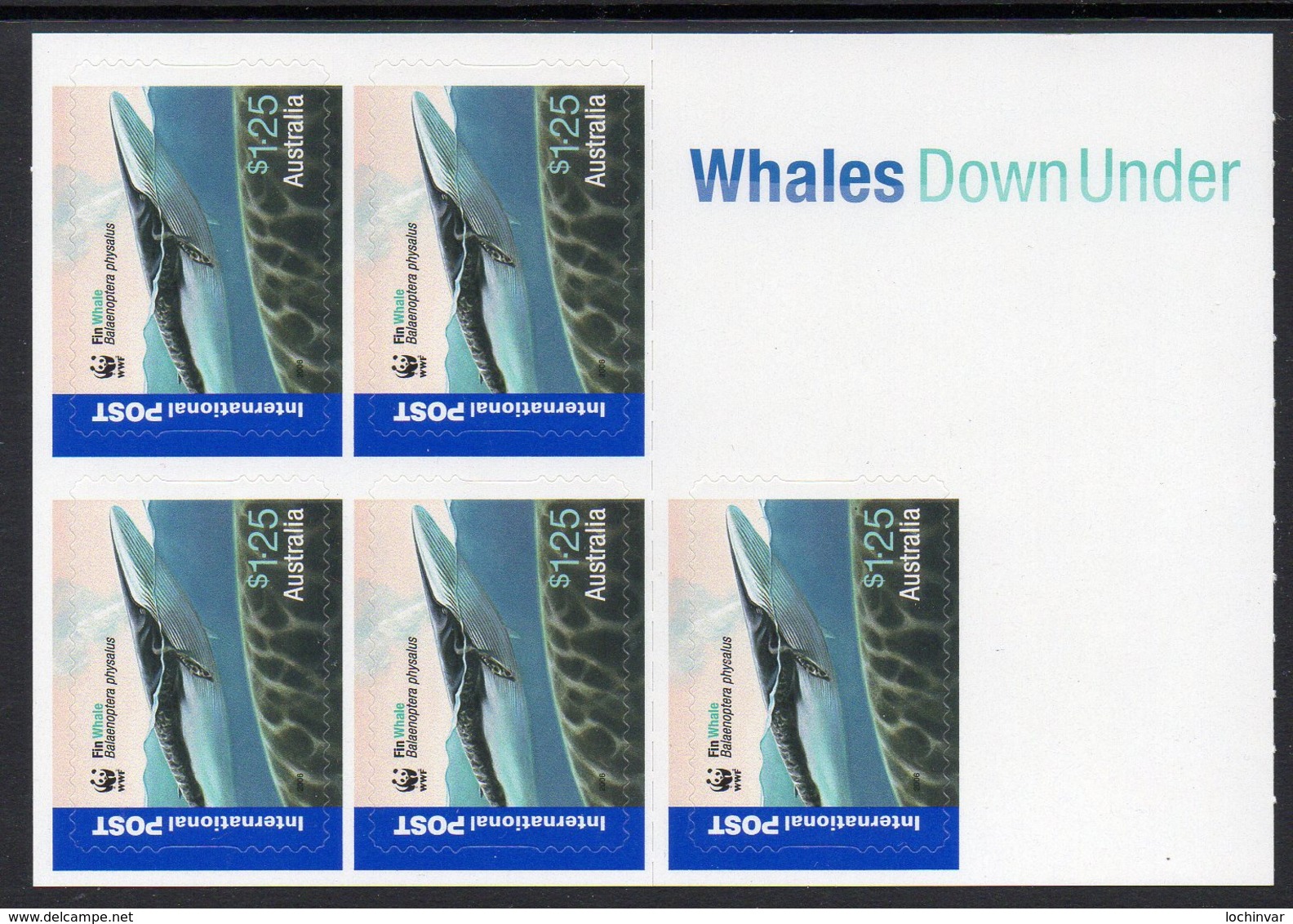 AUSTRALIA, 2006 WHALES INT'L B/LET OF 5 S/ADH STAMPS MNH - Mint Stamps