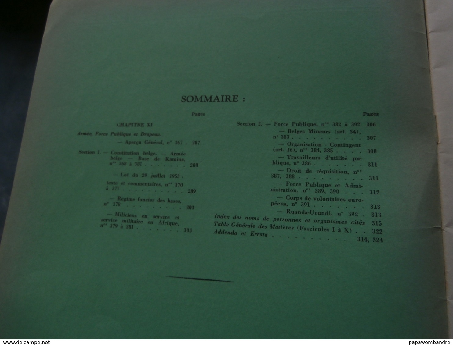 Congo Belge et Ruanda-Urundi  : Fascicules IX-X (1954) : Force Publique (Heyse)