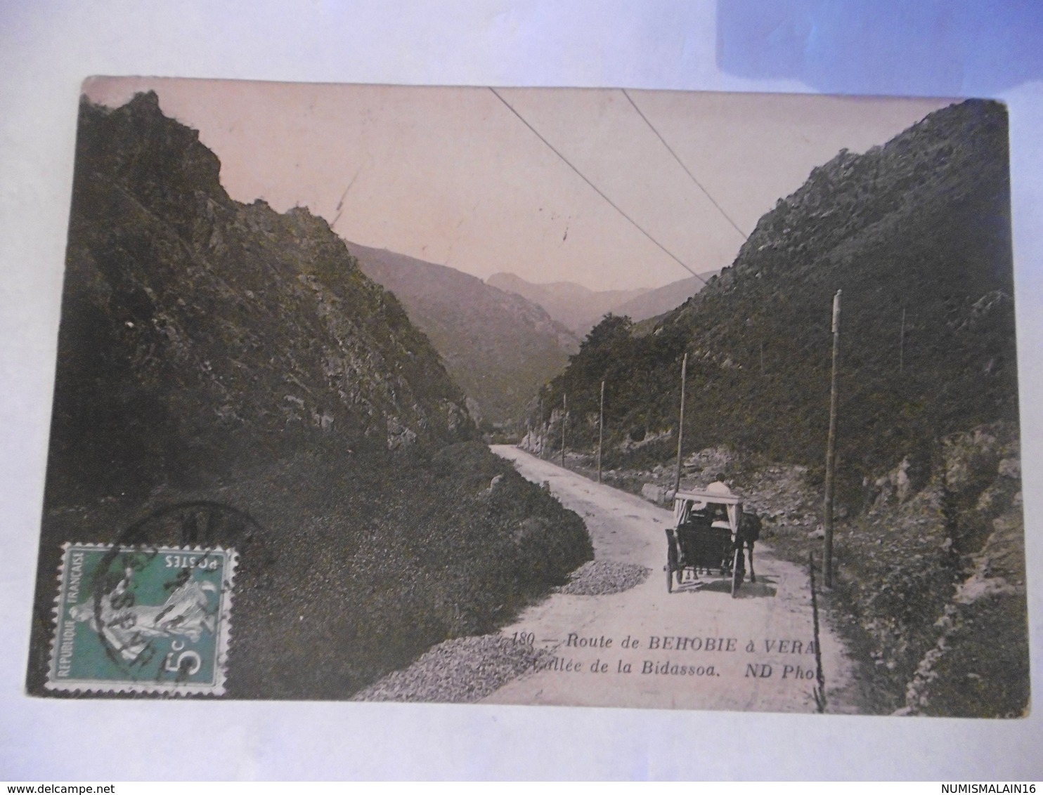 (64)-CPA ANIMEE 1913 D'origine-(PYRENEES ATL.)-ROUTE DE BEHOBIE:la Vallee De Bidassoa - Béhobie