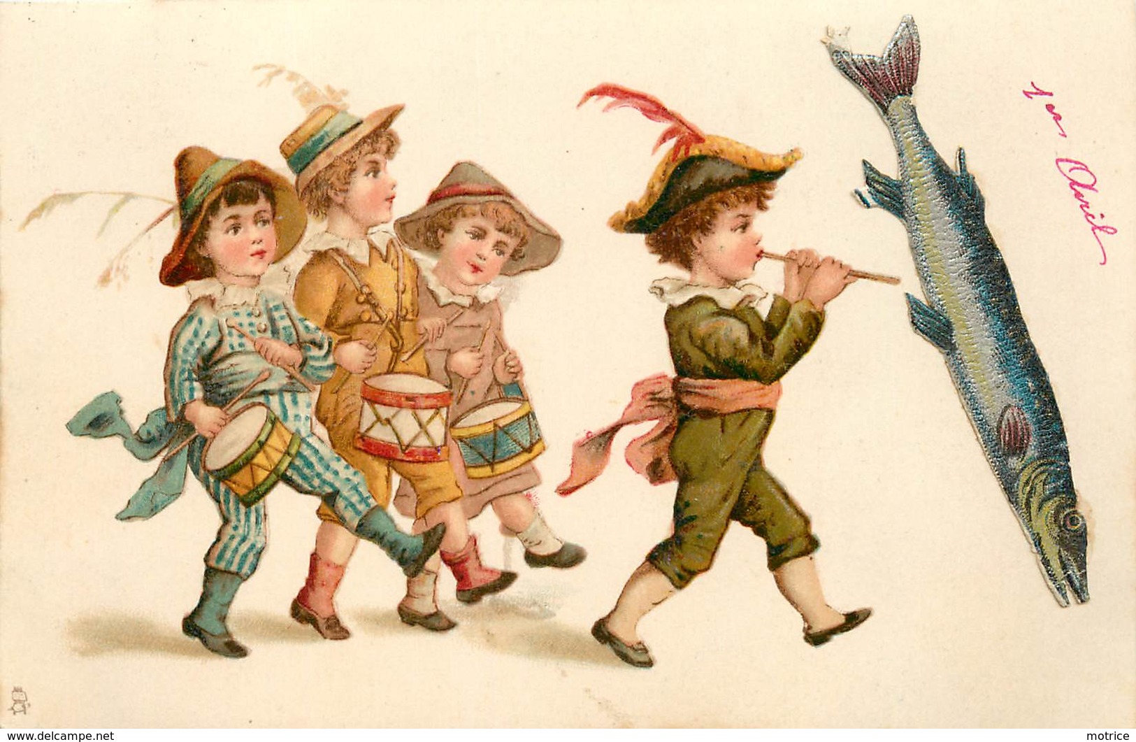 1er AVRIL - Enfants Musiciens,carte Illustrée. - 1er Avril - Poisson D'avril