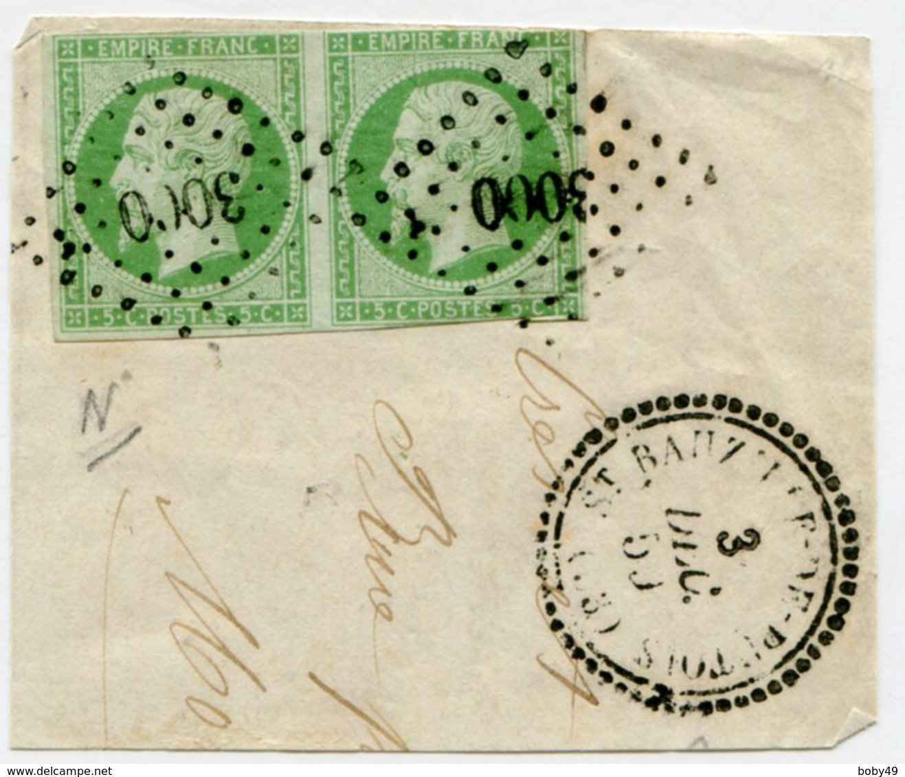 HERAULT De ST BAUZILLE DE PUTOIS Fragment Du 03/12/1859 Avec N°12 En Paire Oblitérés PC 3000+ Dateur T 22 - 1849-1876: Classic Period