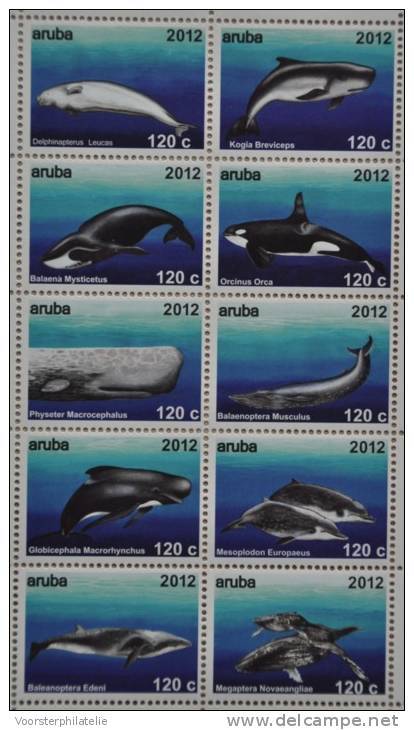 ARUBA 2012 ++  SHEET  ++ WALVIS WHALE BALEINE  ORKA ORCA SERIE MNH POSTFRIS ** - Curaçao, Nederlandse Antillen, Aruba