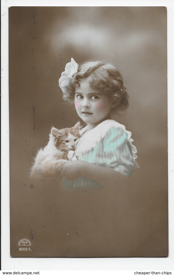 Young Girl With Kitten - Other & Unclassified