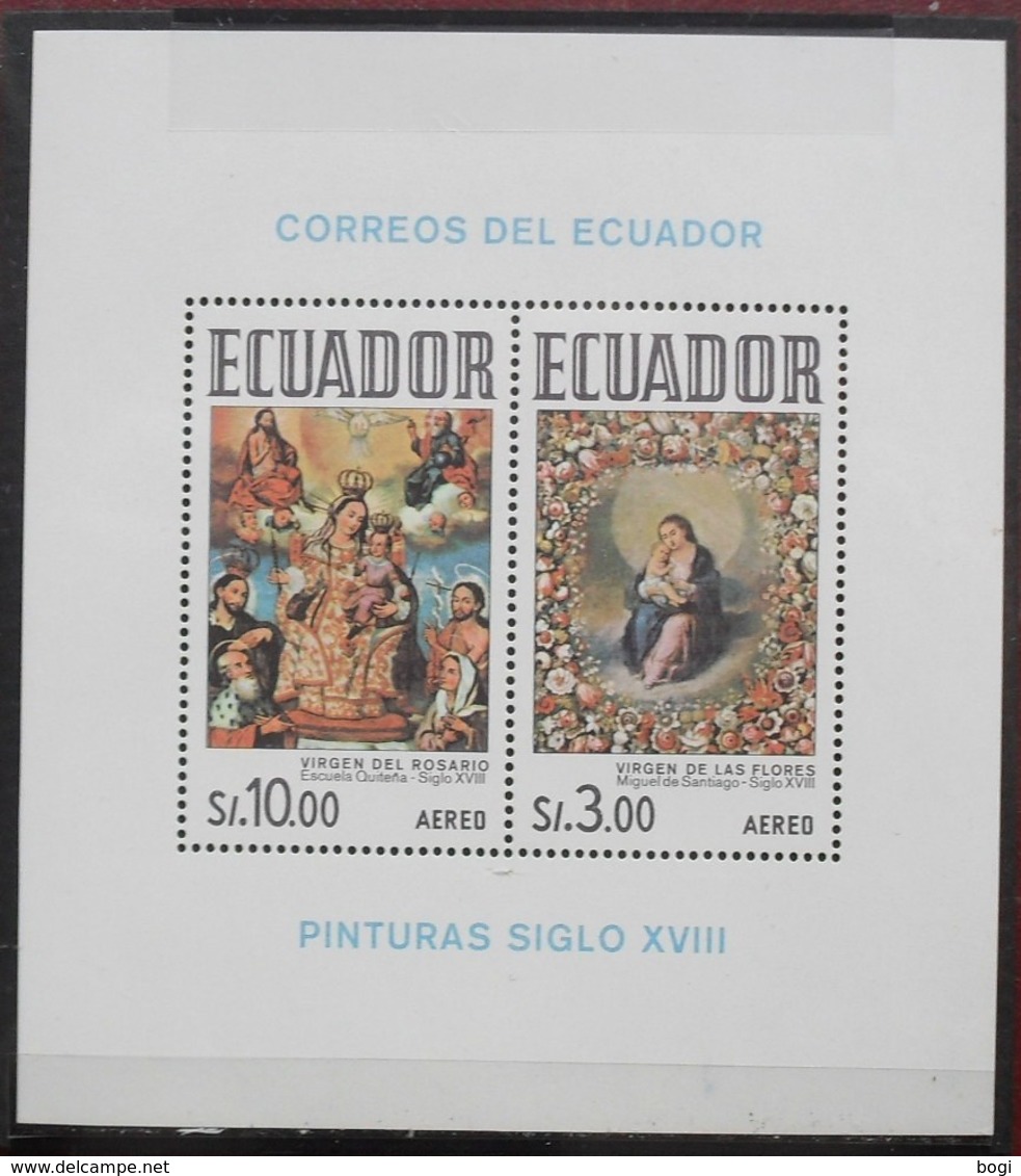 Ecuador Virgen Del Rosario Virgen De Las Flores Pinturas Siglo XVIII Aereo ** MNH - Equateur