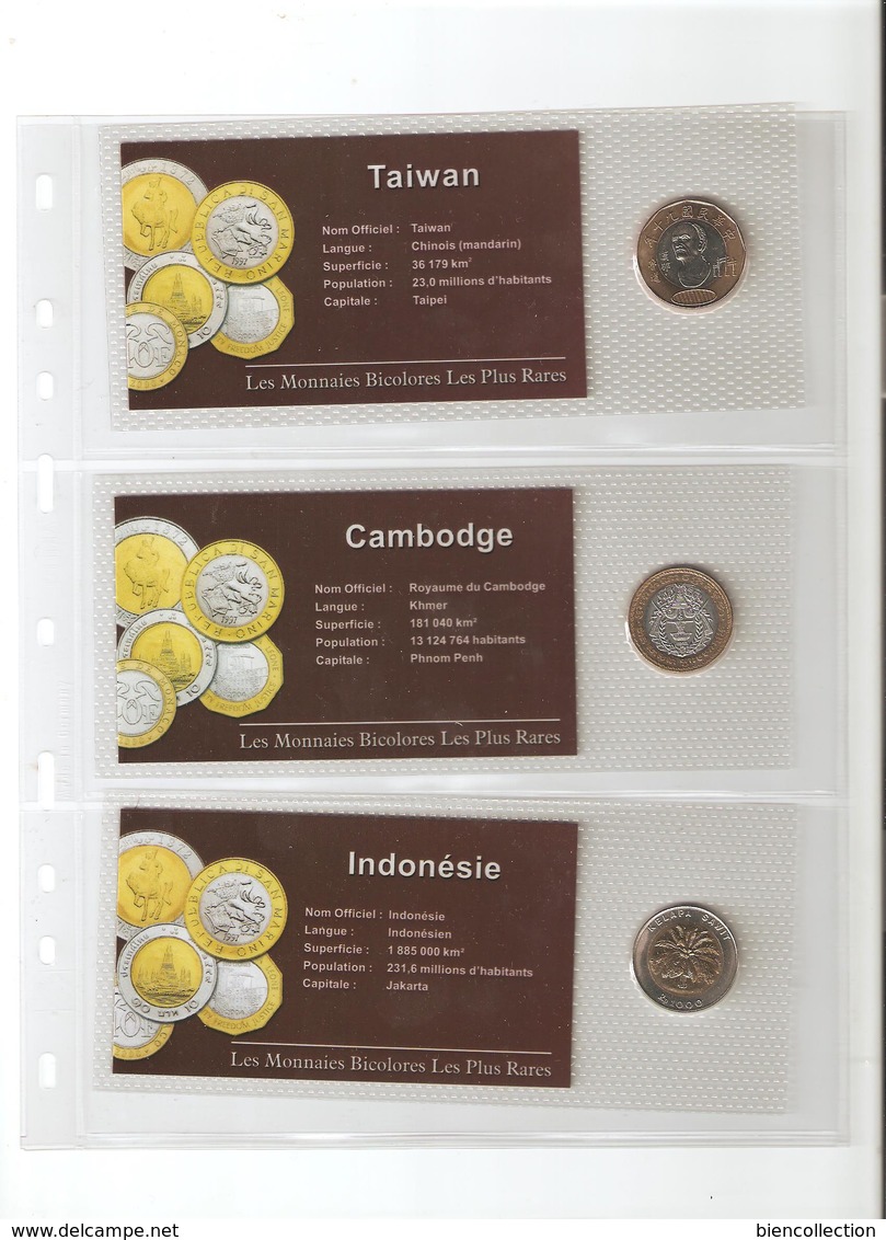 Collection "Les Monnaies Bicolores Les Plus Rares " 60 Pieces étrangères Différentes, Russie,Taïwan,Monaco,Chine,Canada - Vrac - Monnaies