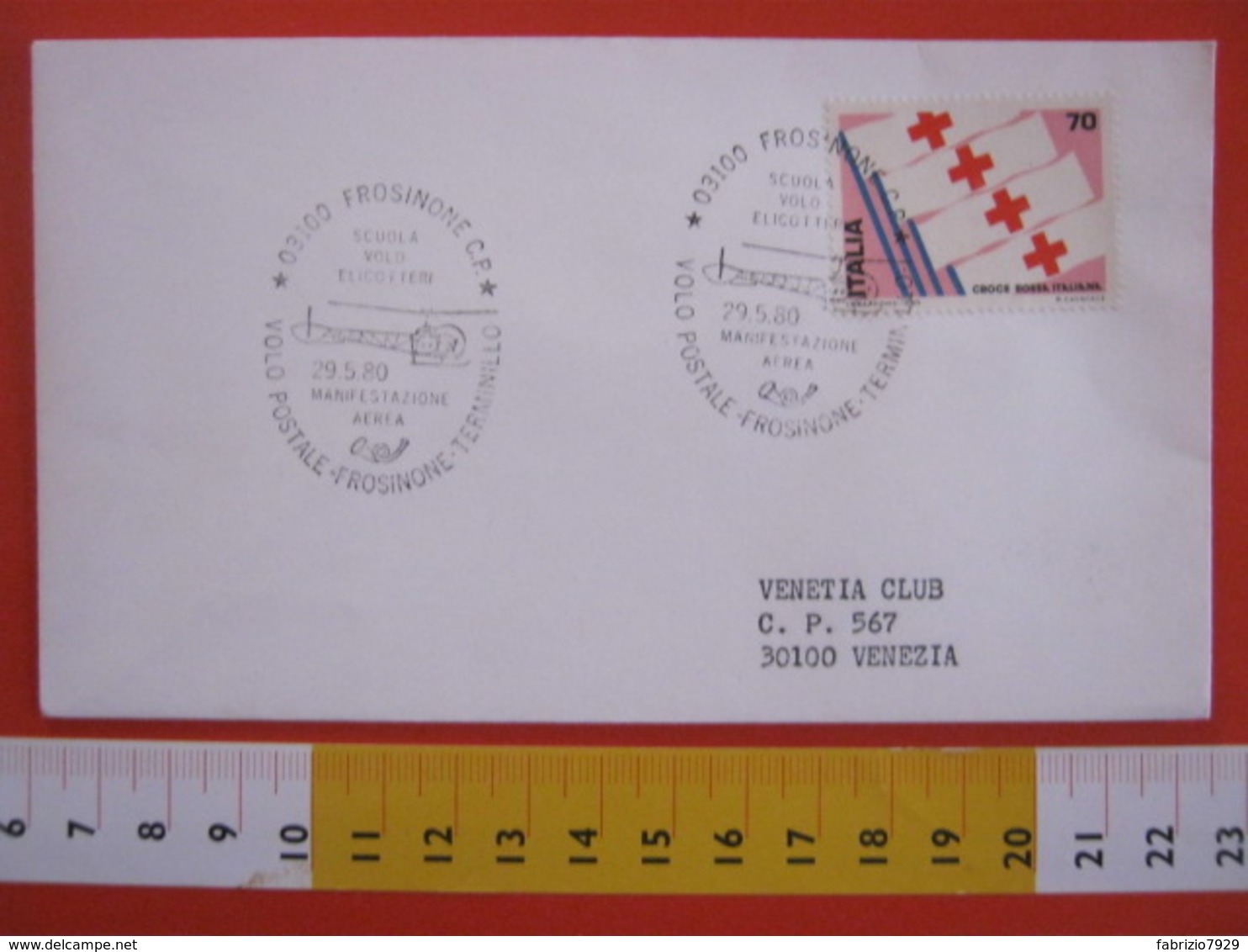 A.05 ITALIA ANNULLO - 1980 FROSINONE SCUOLA VOLO ELICOTTERO VOLO POSTALE TERMINILLO AEREA AIR POST - Elicotteri