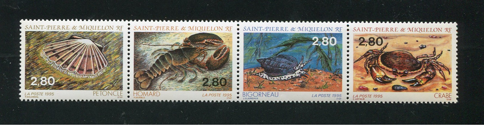 SAINT PIERRE ET MIQUELON 1 Bande De 4 T 614-617  - Crustacés - Unused Stamps