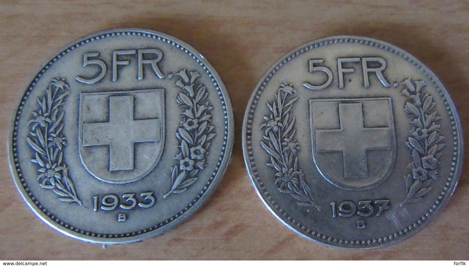 Suisse - 2 Monnaies 5 Francs En Argent 1933 Et 1937 - TTB - Autres & Non Classés