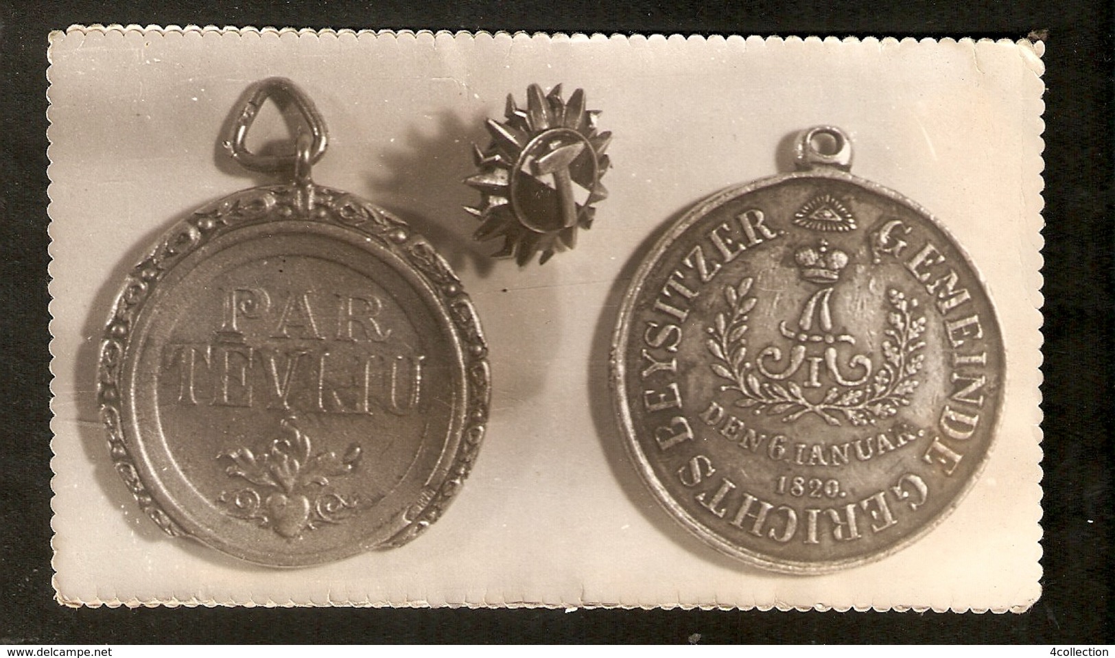 K Old 2 Photos Badge Liivimaa Kubermang WENDENSCHER KREISS Alexander I 1820 / Medal Of Honour Of Order Of  Three Stars - Photographs
