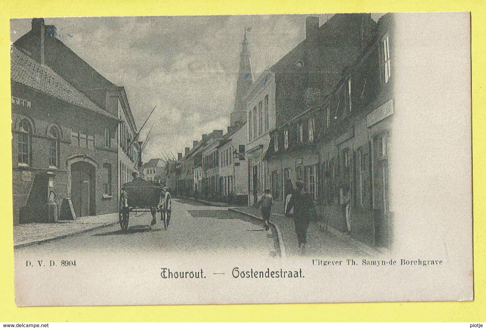 * Torhout - Thourout * (D.V.D. 8904 - Uitgever Th. Samyn De Borchgrave) Oostendestraat, Animée, Char, Café TOP - Torhout