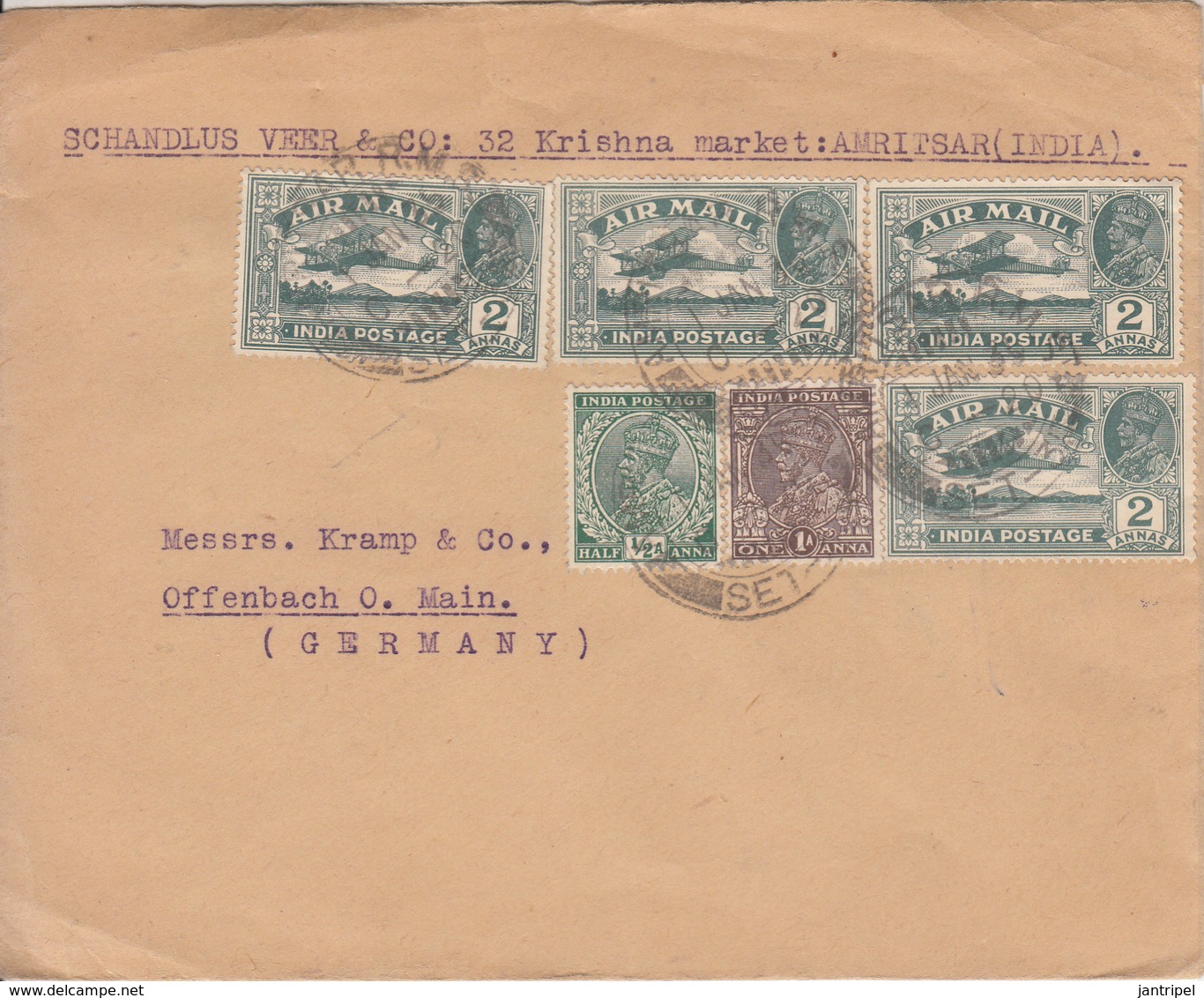 BRITISH INDIES 1935 AIR COVER To GERMANY NICE FRANKING - 1911-35 King George V