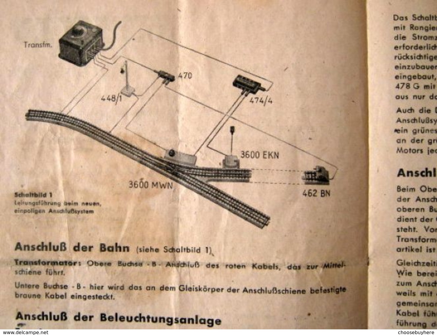 MÄRKLIN Anleitung Das Einpolige Anschluss System Spur 00 True Vintage 1947 - Elektrische Artikels