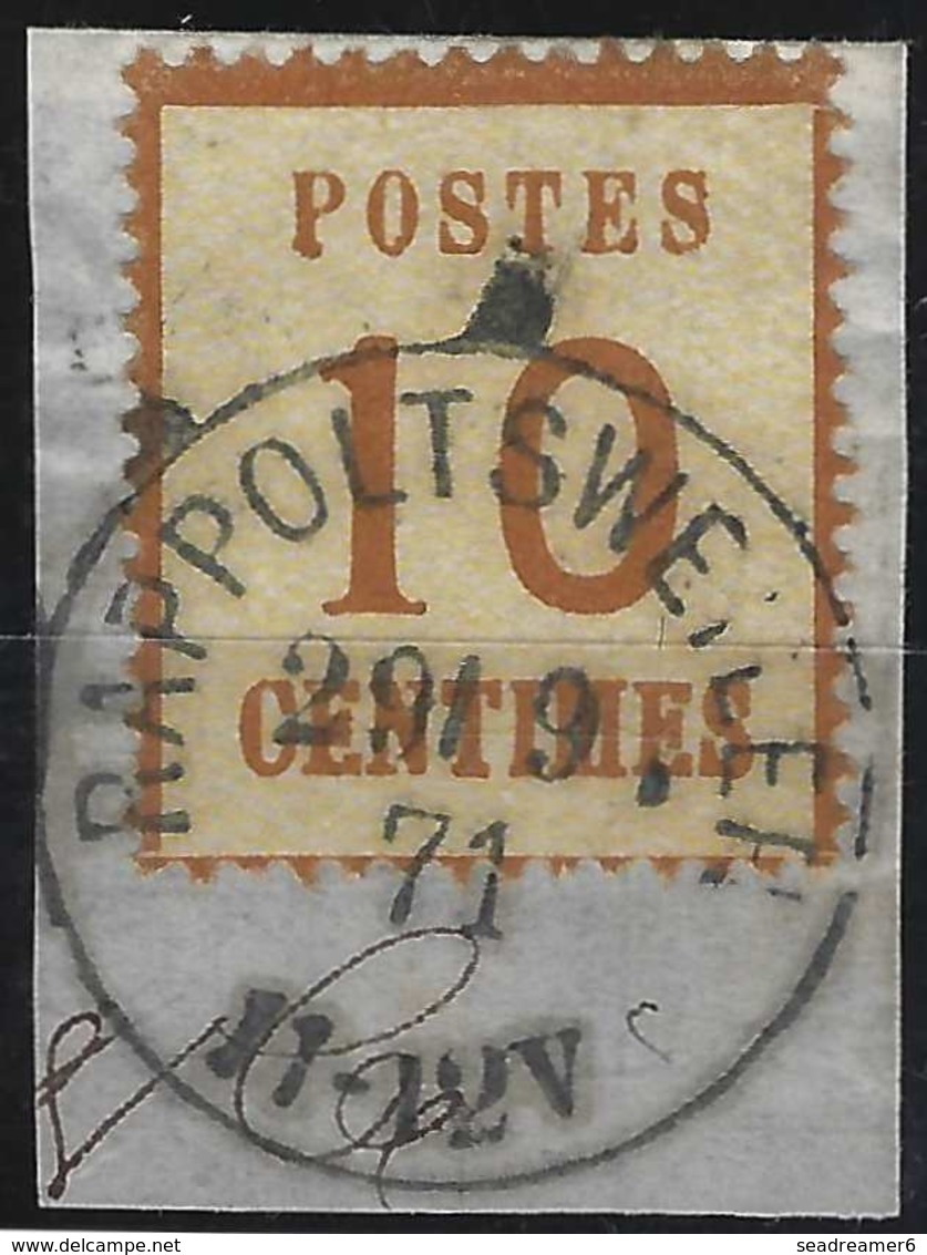 FRANCE Alsace Lorraine Occupation N°5a, 10c Bistre Orangé Burelage Citron Oblitéré Cachet Allemand Rappoltsweiler Bleuté - Andere & Zonder Classificatie