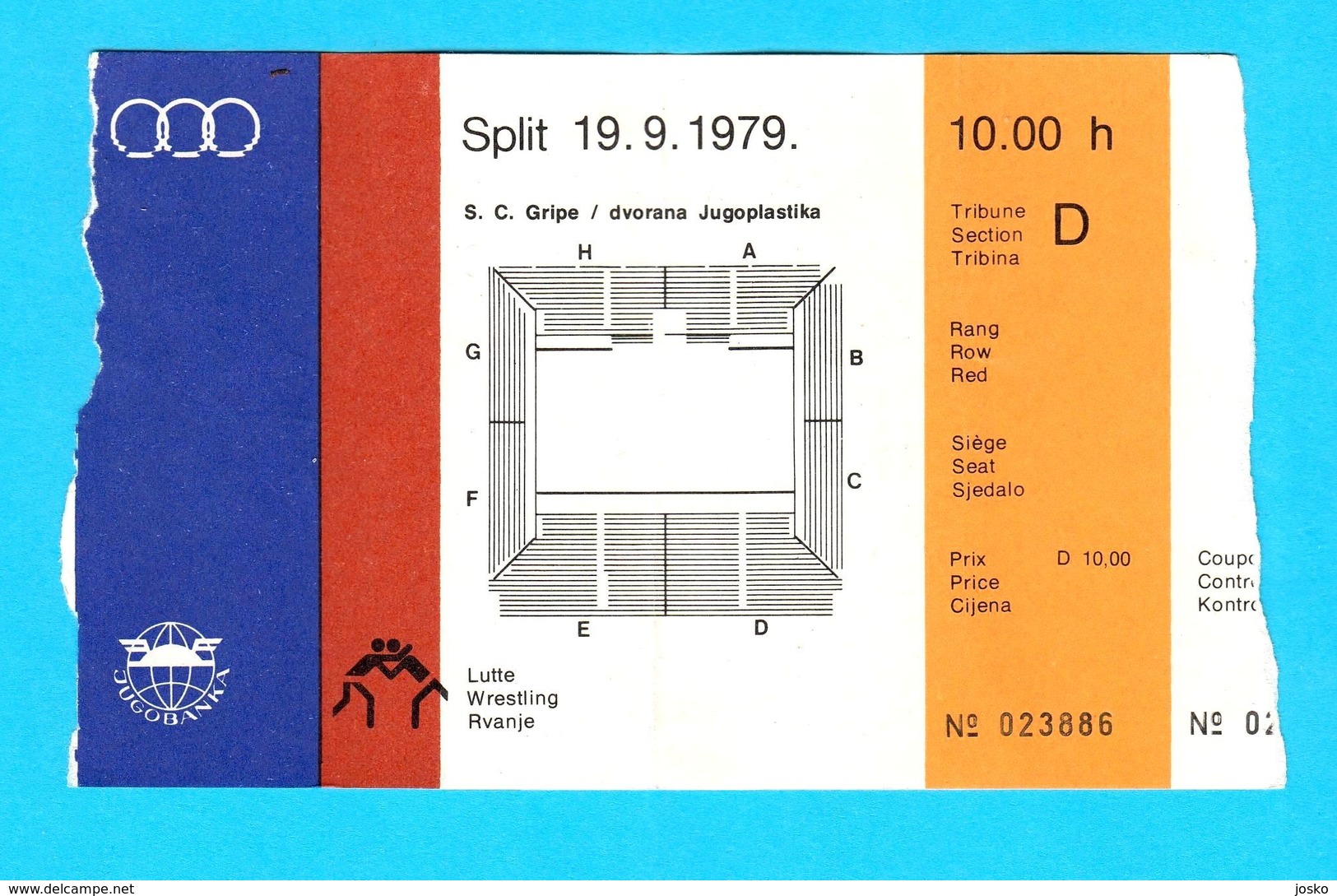 MEDITERRANEAN GAMES 1979. - WRESTLING Official Ticket * Jeux Mediterraneens Lutte Billet Lotta Lucha Ringen UWW Ex FILA - Autres & Non Classés