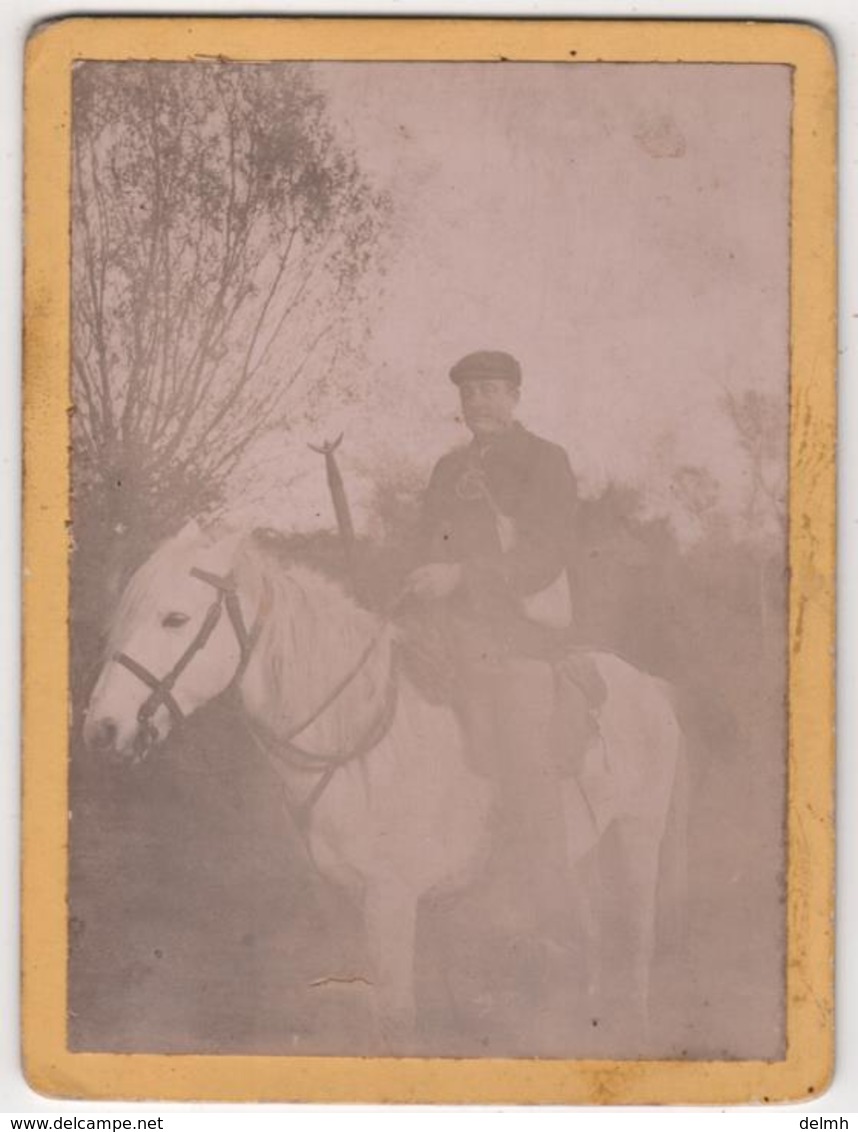 Photo Originale Carton épais XIXème Gardian à Cheval Manade Corrida Course Taureau Paul Ribes - Anciennes (Av. 1900)