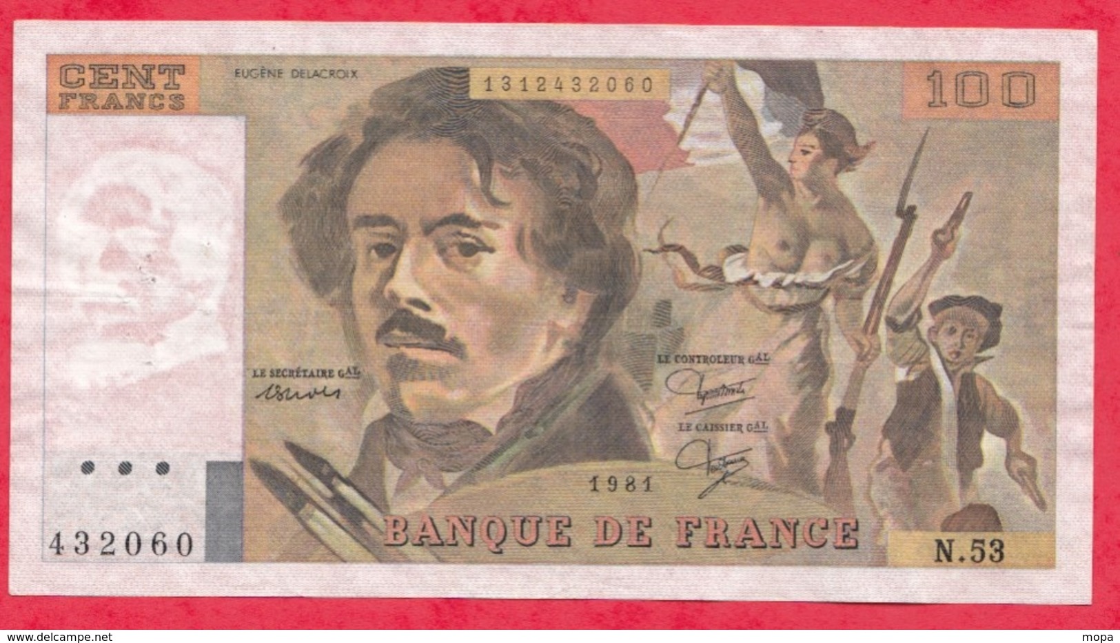 100 Francs "Delacroix" 1981-----F/TTB+----Série N-53 - 100 F 1978-1995 ''Delacroix''