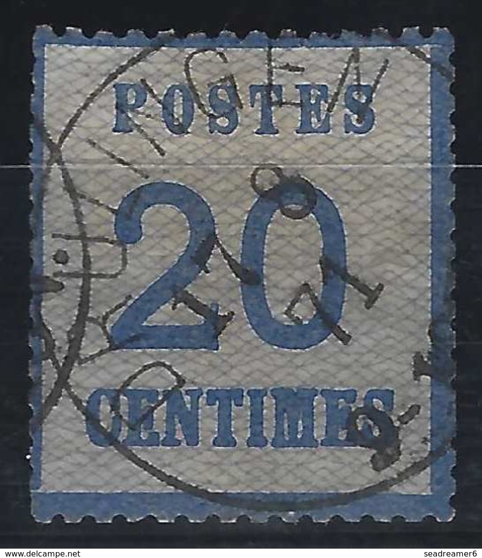 FRANCE Alsace Lorraine Occupation N°6, 20 Bleu Oblitéré Cachet Allemand De Drulingen En Noir TTB - Other & Unclassified