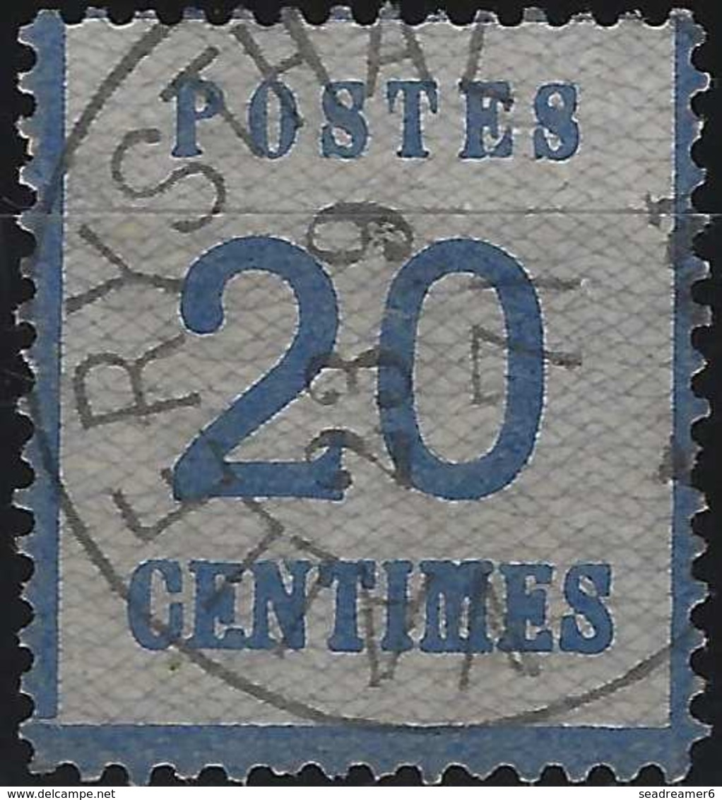 FRANCE Alsace Lorraine Occupation N°6, 20 Bleu Oblitéré Cachet Allemand De Vallerythal En Noir TTB - Altri & Non Classificati