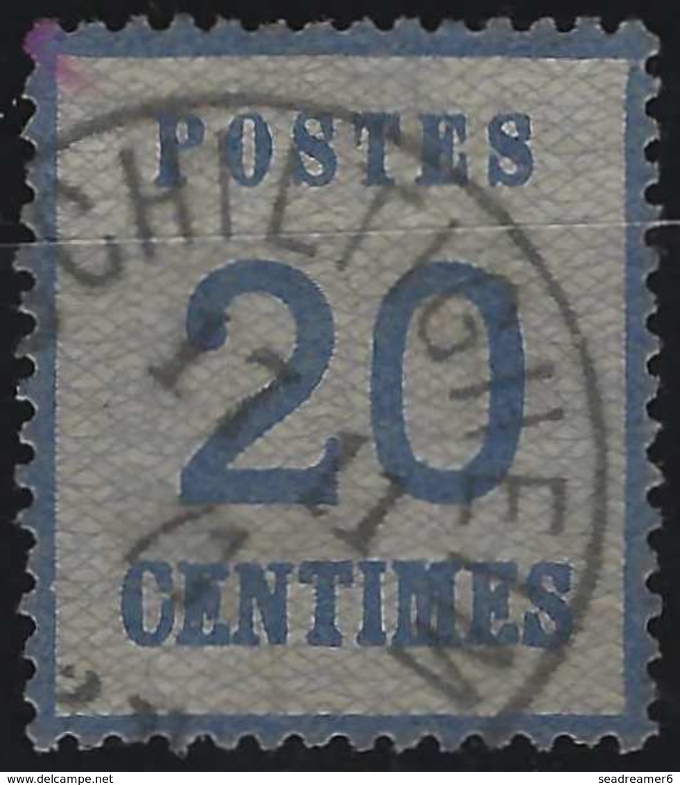 FRANCE Alsace Lorraine Occupation N°6, 20 Bleu Oblitéré Cachet Allemand De Schiltigheim En Noir TB - Altri & Non Classificati